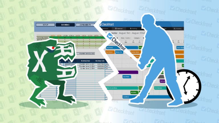 Excel vs Checkfront. Illustrasjon.